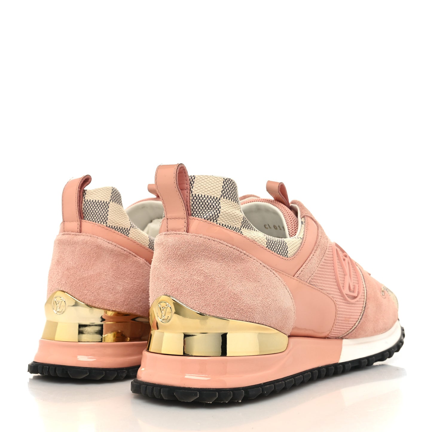 Suede Damier Azur Run Away Sneakers 41 Pink