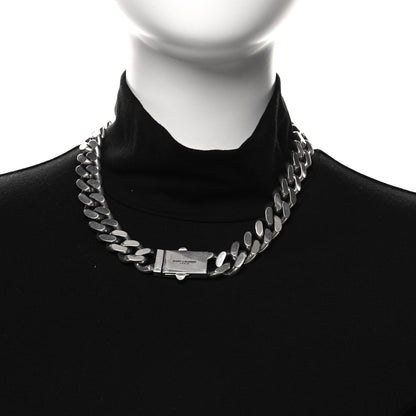 Saint Laurent Metal Curb Chain Necklace Oxidized Silver 2 of 4
