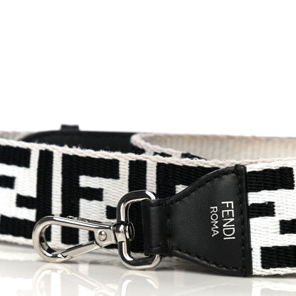 Fendi Canvas Calfskin FF 1974 Studded Strap You Black White 5 of 16