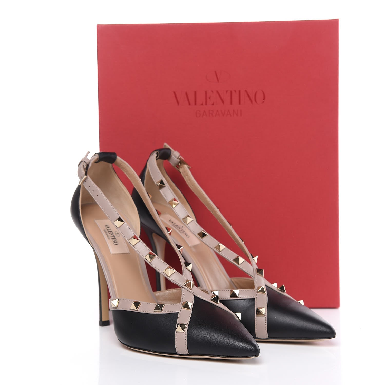 Valentino Garavani Nappa Rockstud Cross Strap D'Orsay 105mm Pumps 40.5 Black Poudre 9 of 9