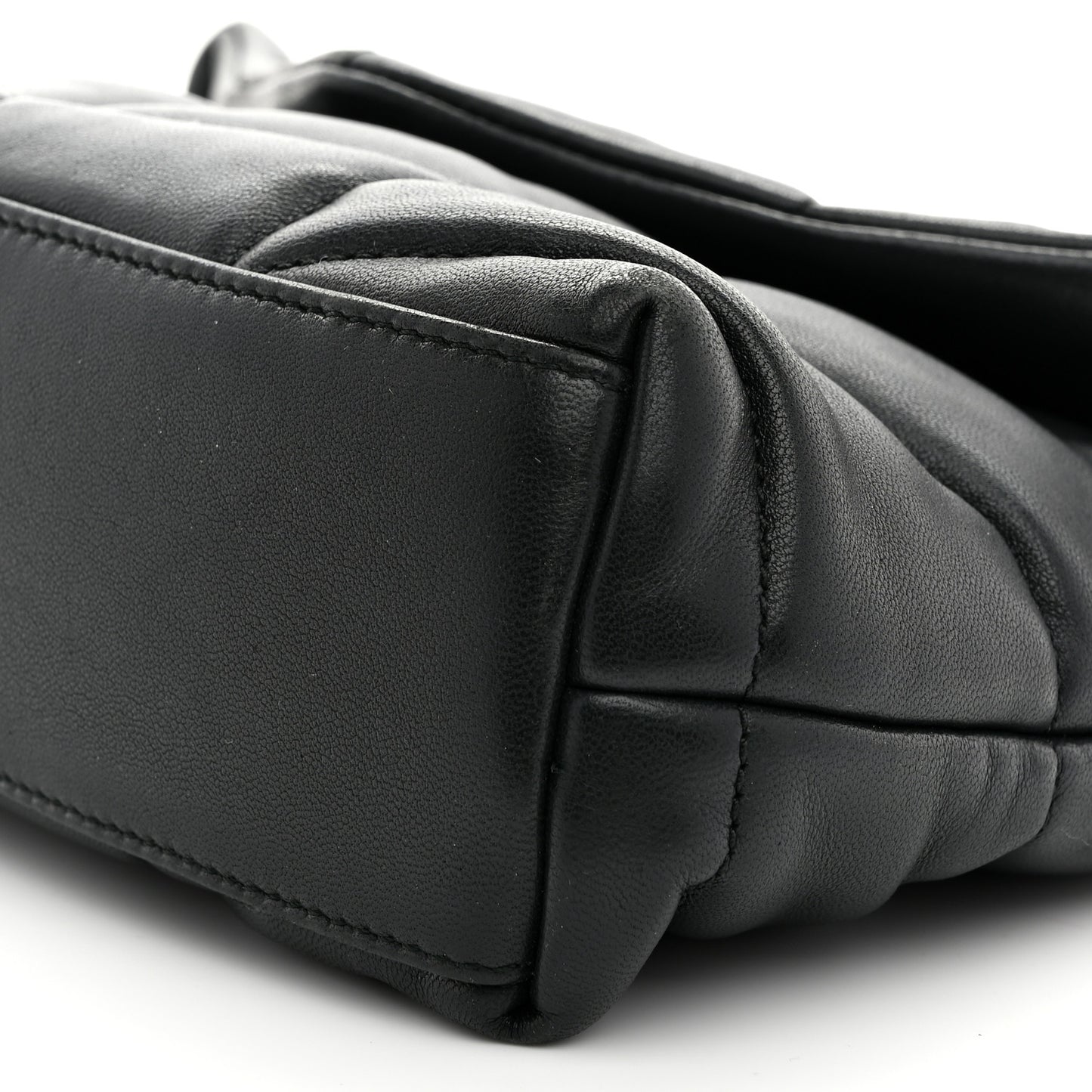 Lambskin Quilted Toy Loulou Puffer Monogram Chain Satchel Black