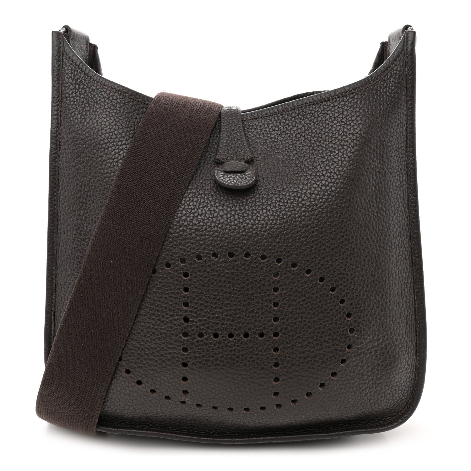 Hermes Taurillon Clemence Evelyne II PM Chocolate 1 of 11