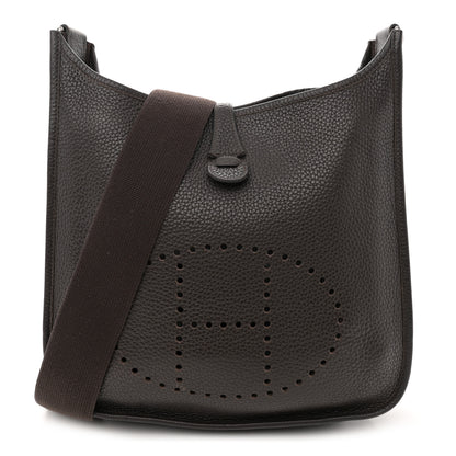 Hermes Taurillon Clemence Evelyne II PM Chocolate 1 of 11