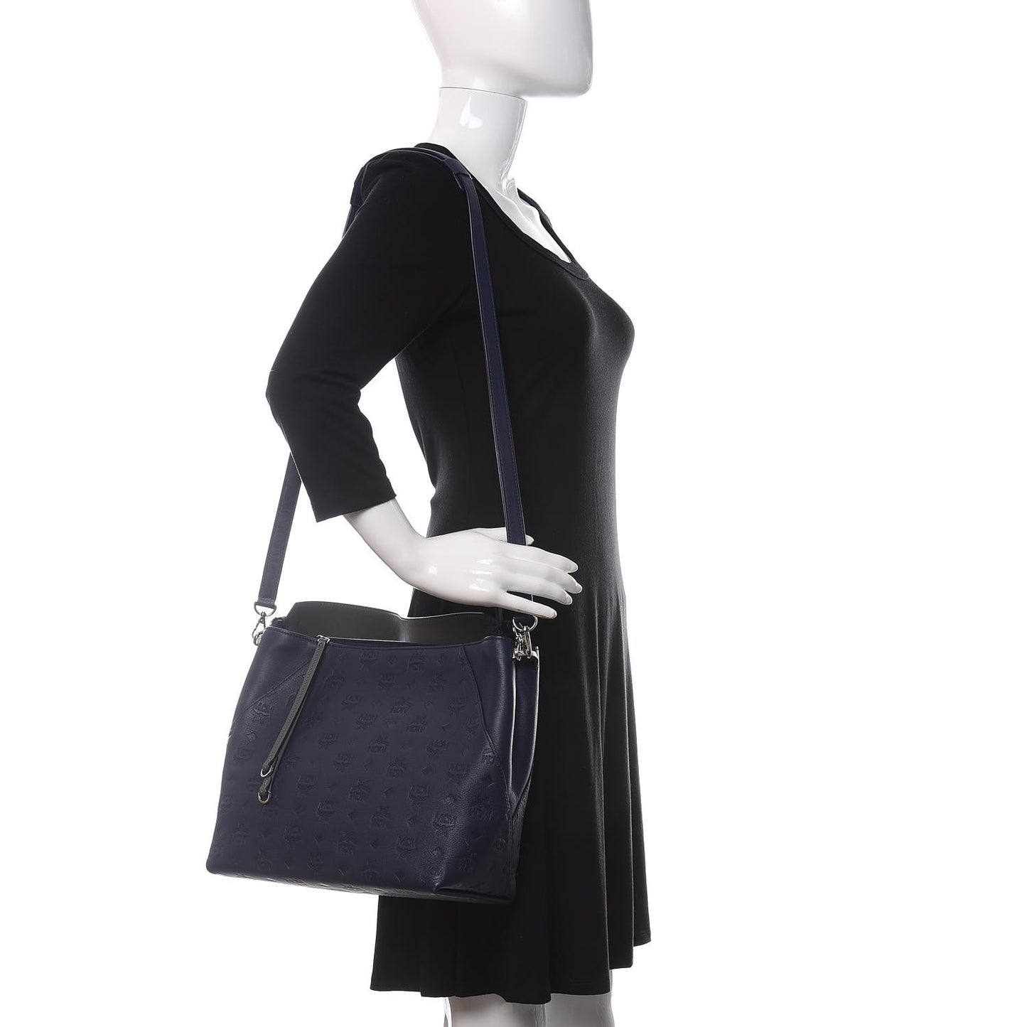 Calfskin Ottomar Monogram Medium Klara Hobo Navy Blue