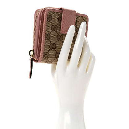 Gucci Monogram Dollar Calfskin Zip Around French Flap Wallet Beige Ebony Soft Pink 2 of 8