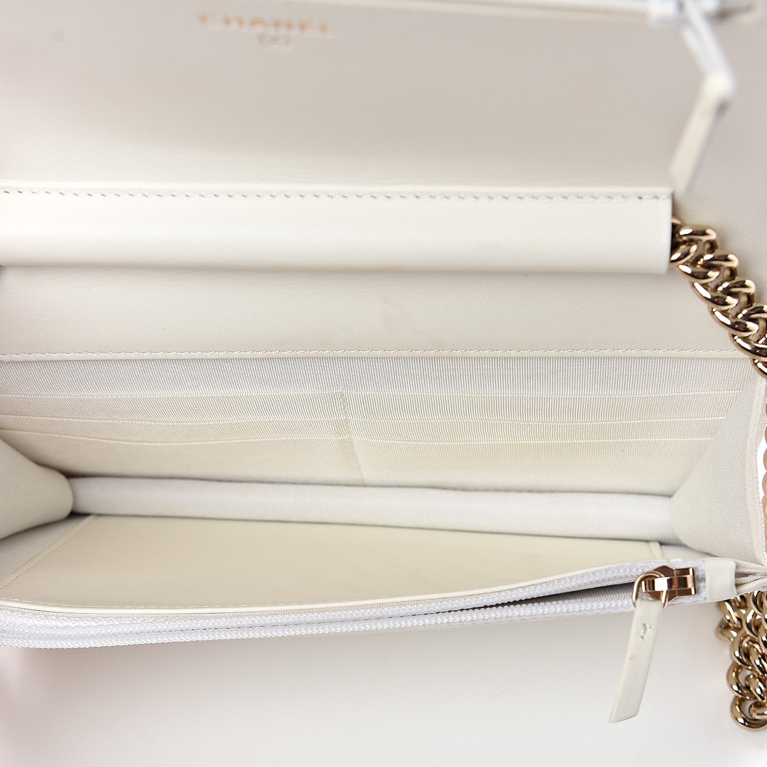 Chanel Caviar Quilted Boy Wallet On Chain WOC White 4 of 9