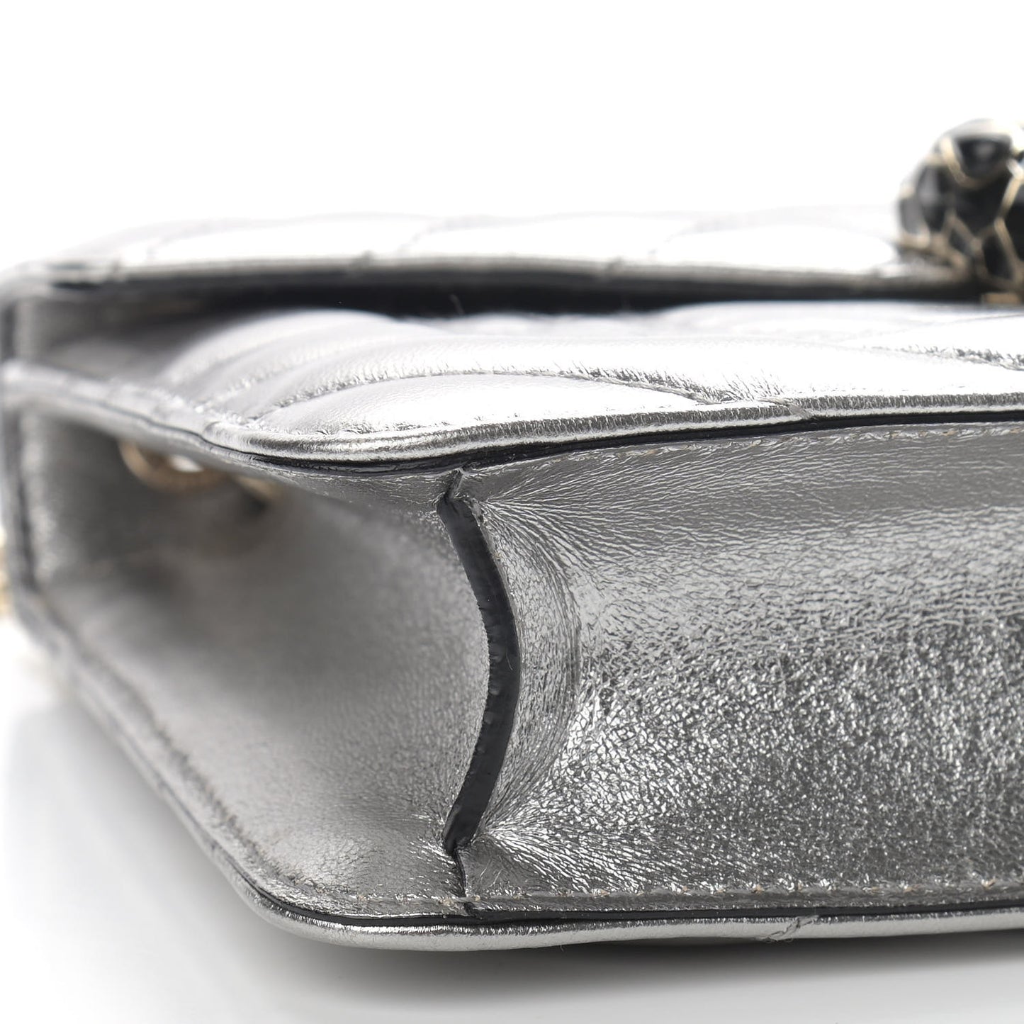 Metallic Calfskin Quilted Serpenti Forever Shoulder Bag Silver