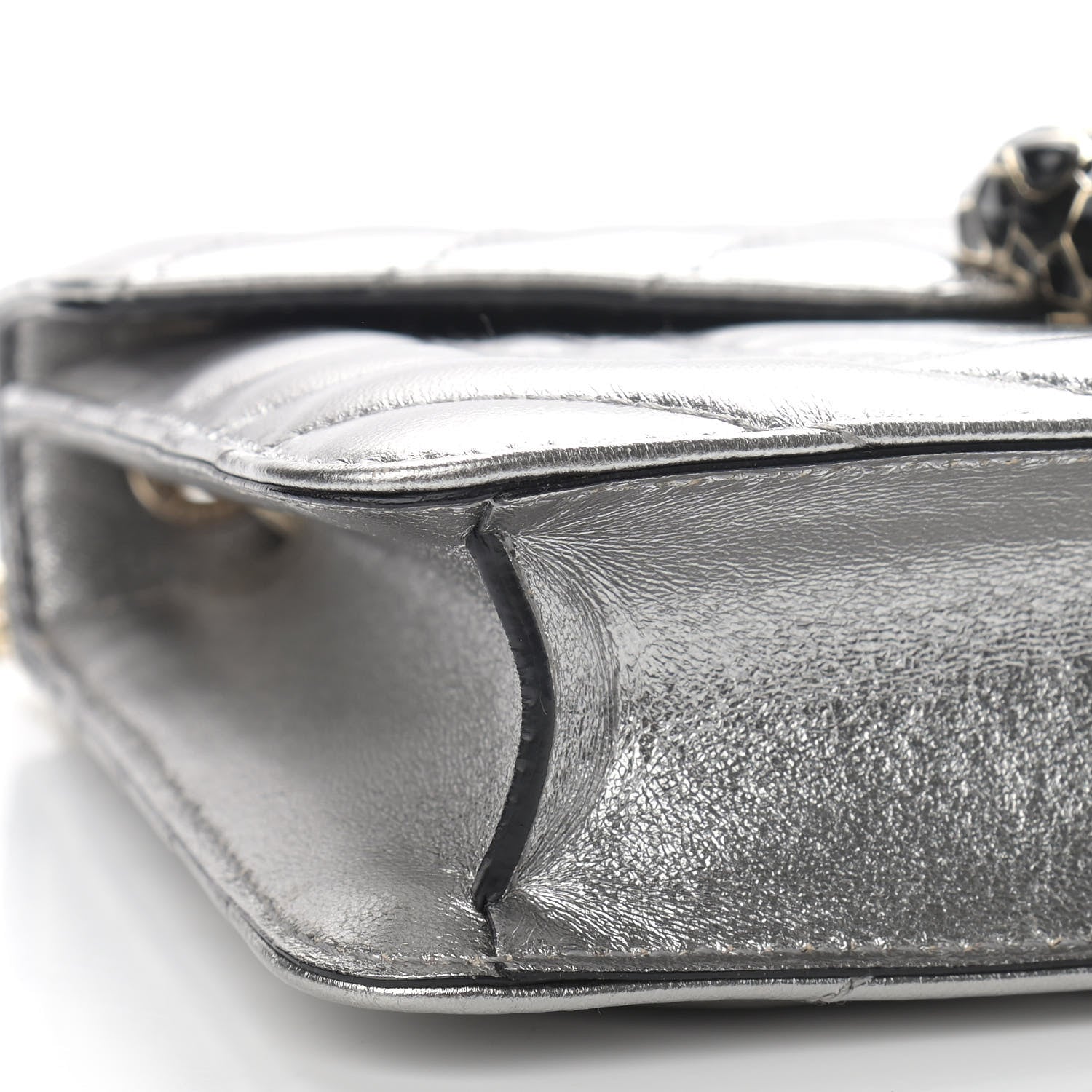 Bulgari Metallic Calfskin Quilted Serpenti Forever Shoulder Bag Silver 9 of 11