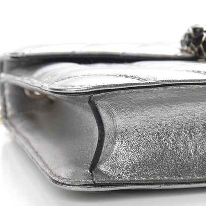 Bulgari Metallic Calfskin Quilted Serpenti Forever Shoulder Bag Silver 9 of 11