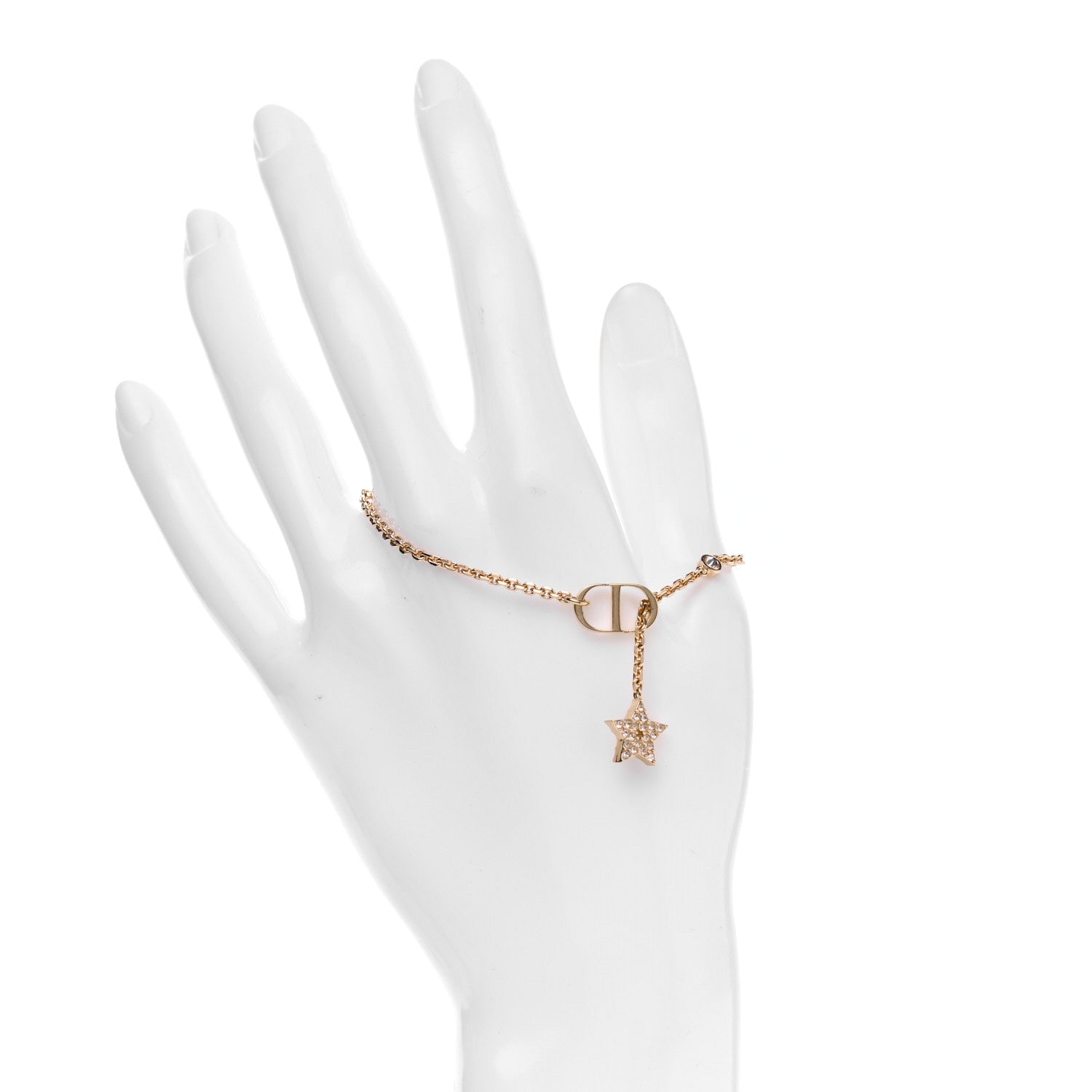 Christian Dior Metal Crystal Star CD Bracelet Gold 2 of 6