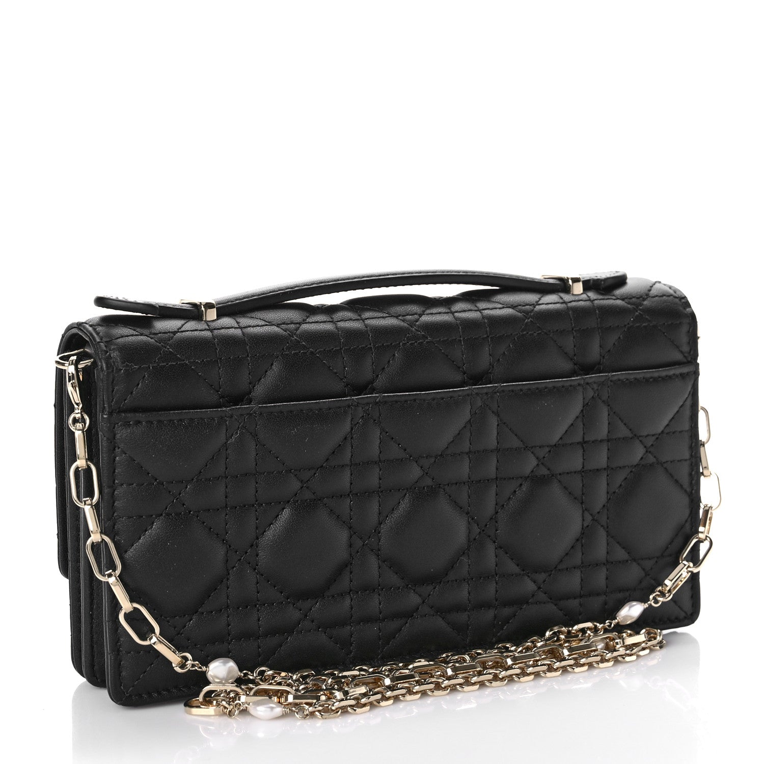 Christian Dior Lambskin Lady Dior Top Handle Clutch Black 3 of 9