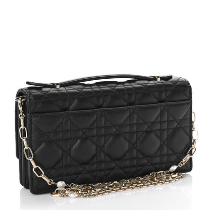 Christian Dior Lambskin Lady Dior Top Handle Clutch Black 3 of 9