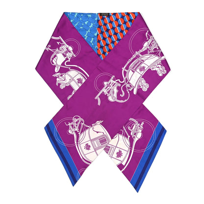 Hermes Silk Ex-Libris en Cravates Maxi Twilly Bougainvillier Cobalt Orange 1 of 5