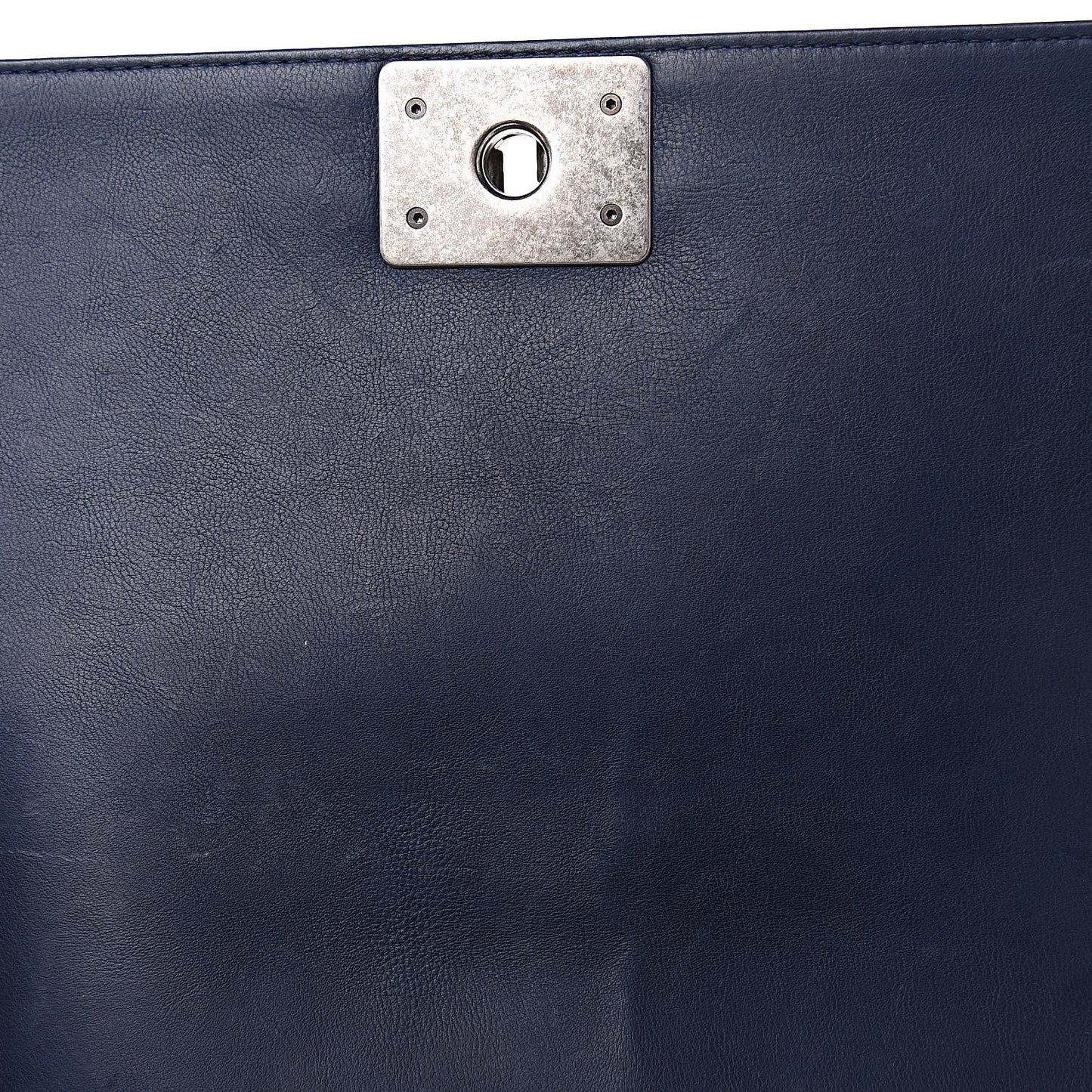 Calfskin Double Stitch Medium Boy Flap Marine