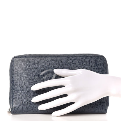 Chanel Caviar Timeless Travel Zip Wallet Blue 2 of 8