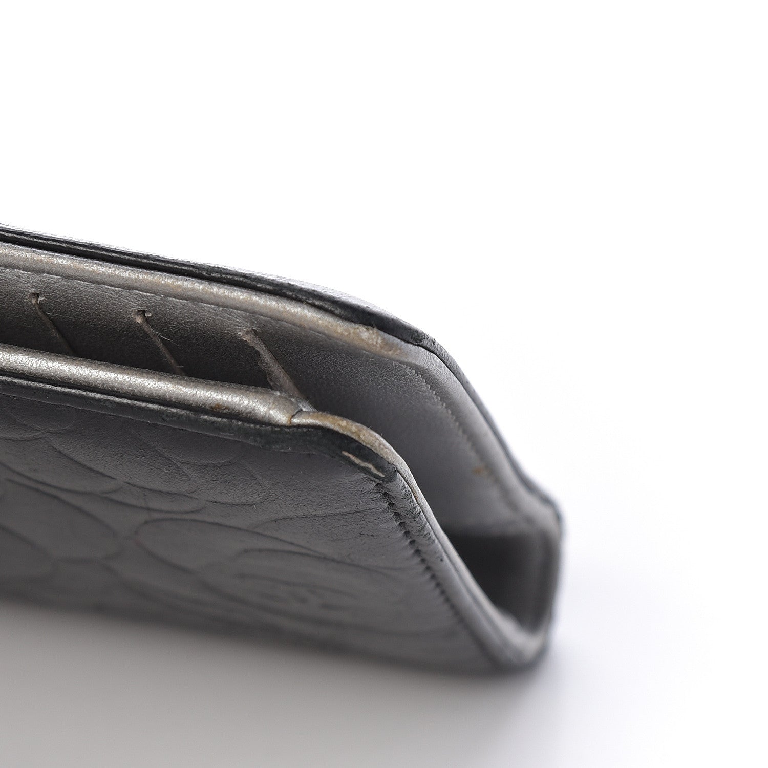 Chanel Lambskin Camellia Embossed Yen Wallet Black 12 of 15