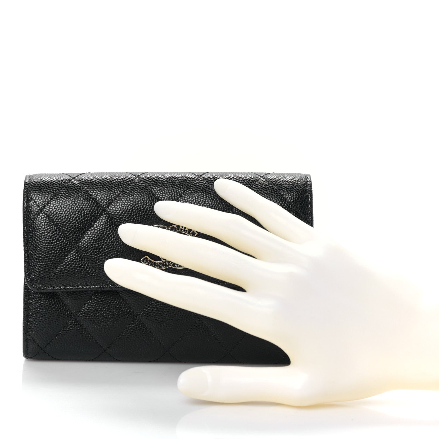 Chanel Caviar Quilted Coco Chanel CC Medium Flap Wallet Black 2 of 11