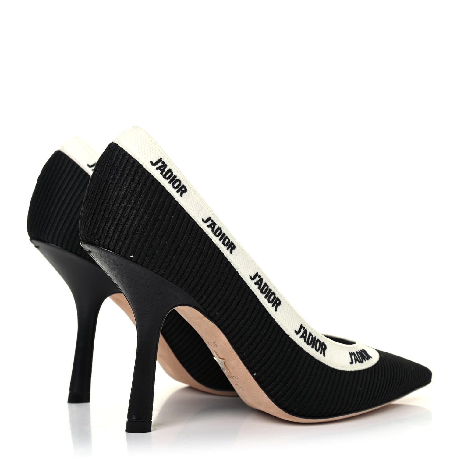 Christian Dior Technical Canvas Ribbon Embroidered J'Adior 100mm Pumps 37.5 Black 3 of 4
