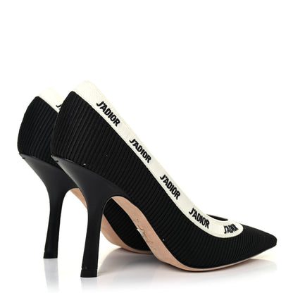 Christian Dior Technical Canvas Ribbon Embroidered J'Adior 100mm Pumps 37.5 Black 3 of 4