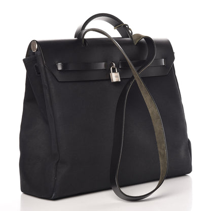 Hermes Toile Vache Calfskin Herbag 40 GM Black 3 of 18