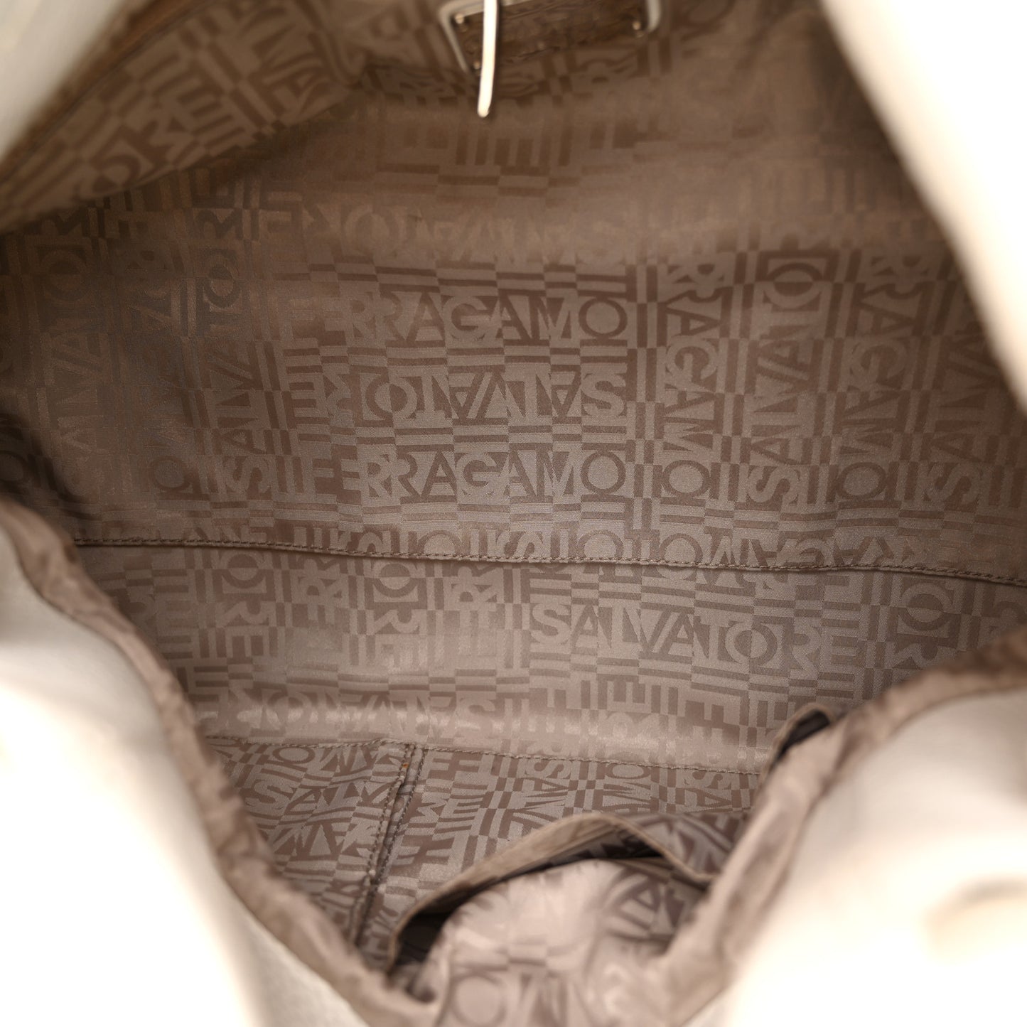 Grained Calfskin Gancini Shoulder Bag White