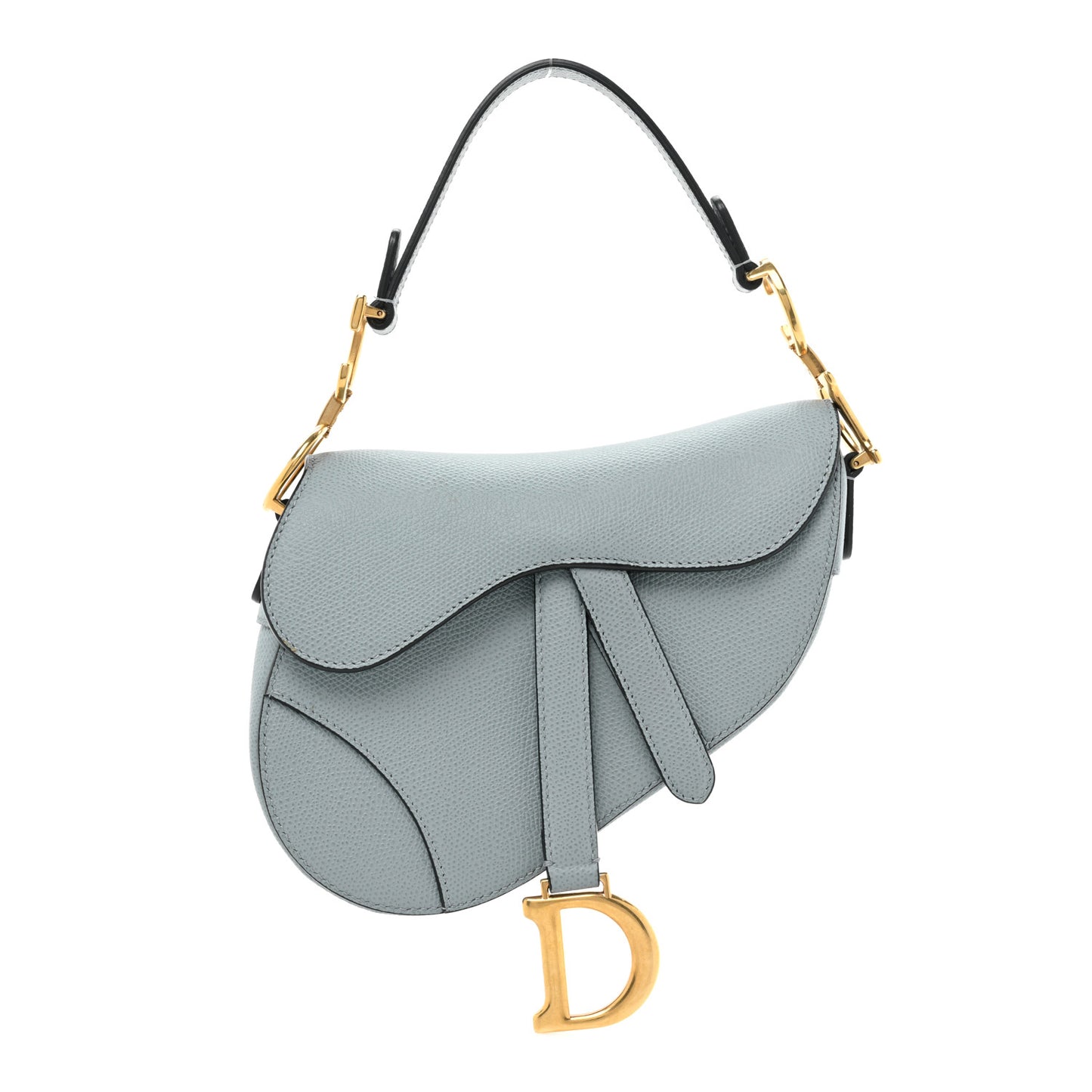 Grained Calfskin Mini Saddle Bag Sky Blue