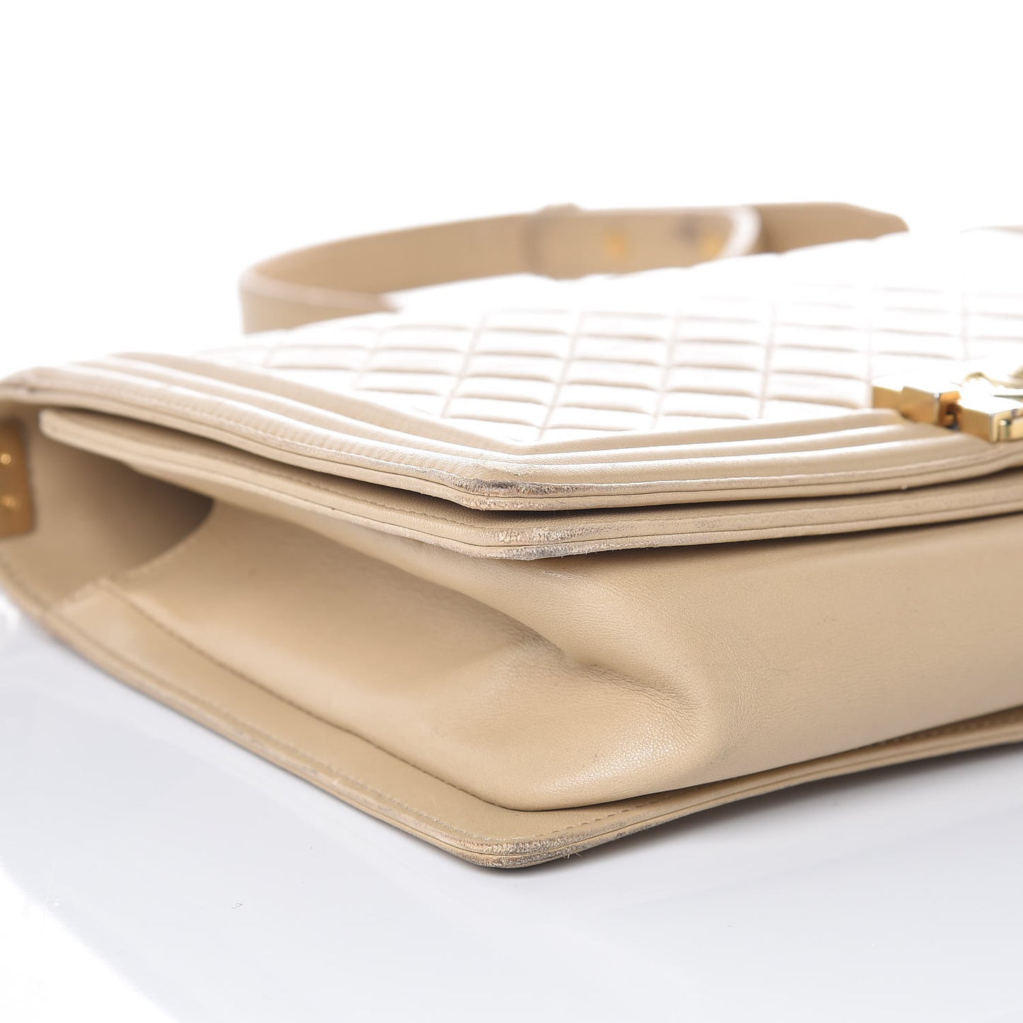Lambskin Quilted New Medium Boy Flap Beige