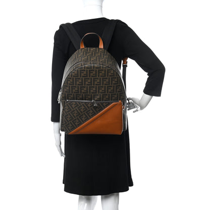 Fendi Glazed Fabric Vitello King FF 1974 Diagonal Pouch Pocket Backpack Tobacco Moro Cuoio 2 of 9