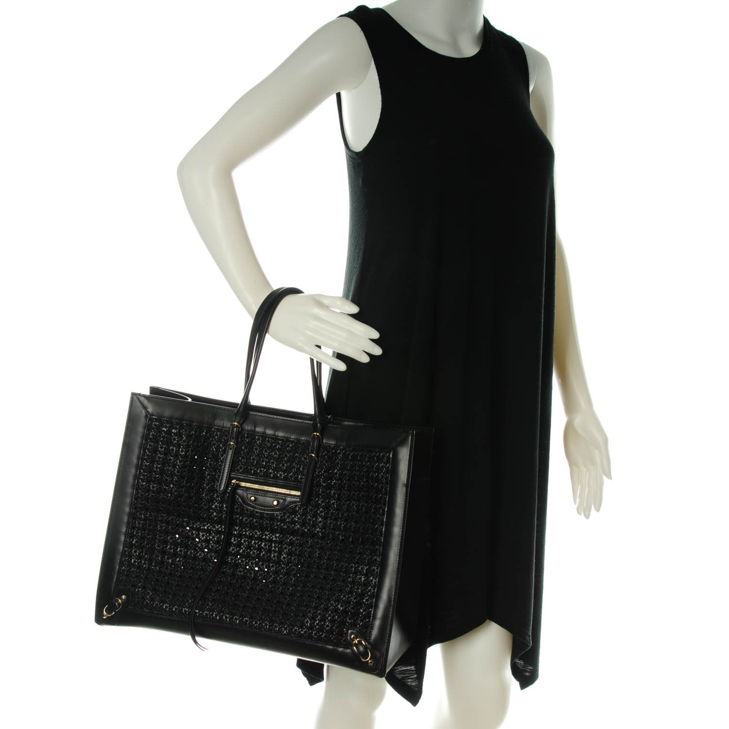 Balenciaga Veau Papier Woven A4 Tote Black 2 of 7