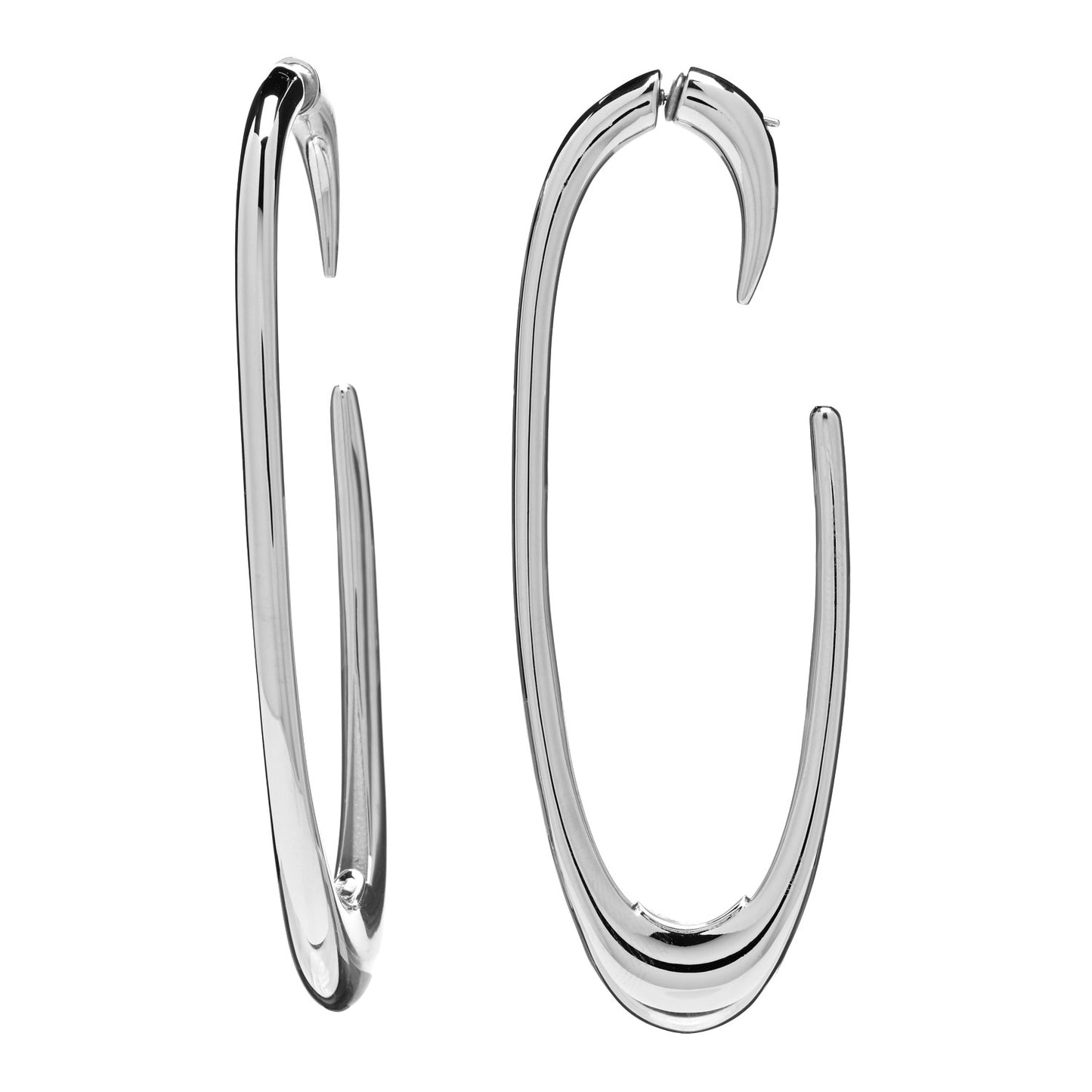 Metal Large Pointed Hoop Earrings Silver