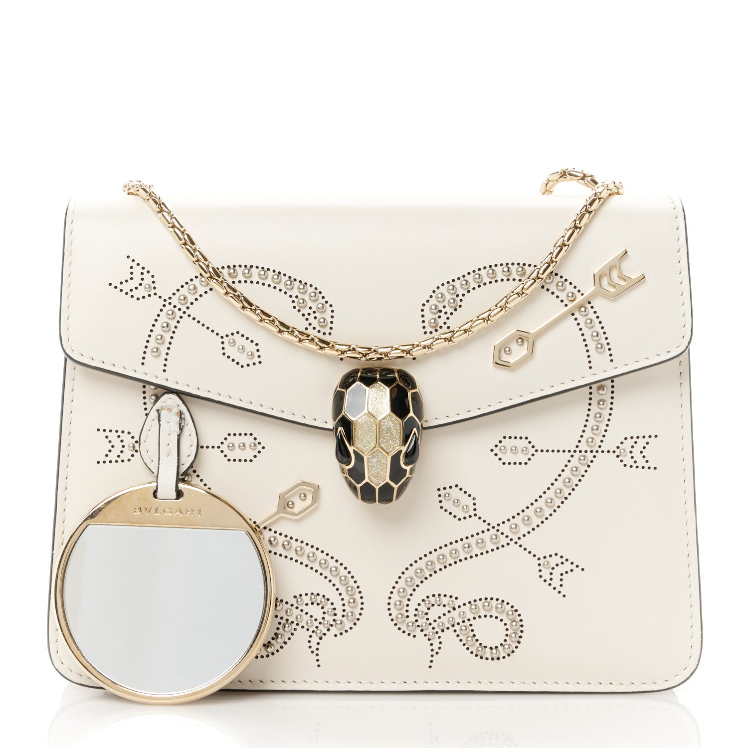 Bulgari Calfskin Studded Serpenti In Love Forever Crossbody Bag White 3 of 11