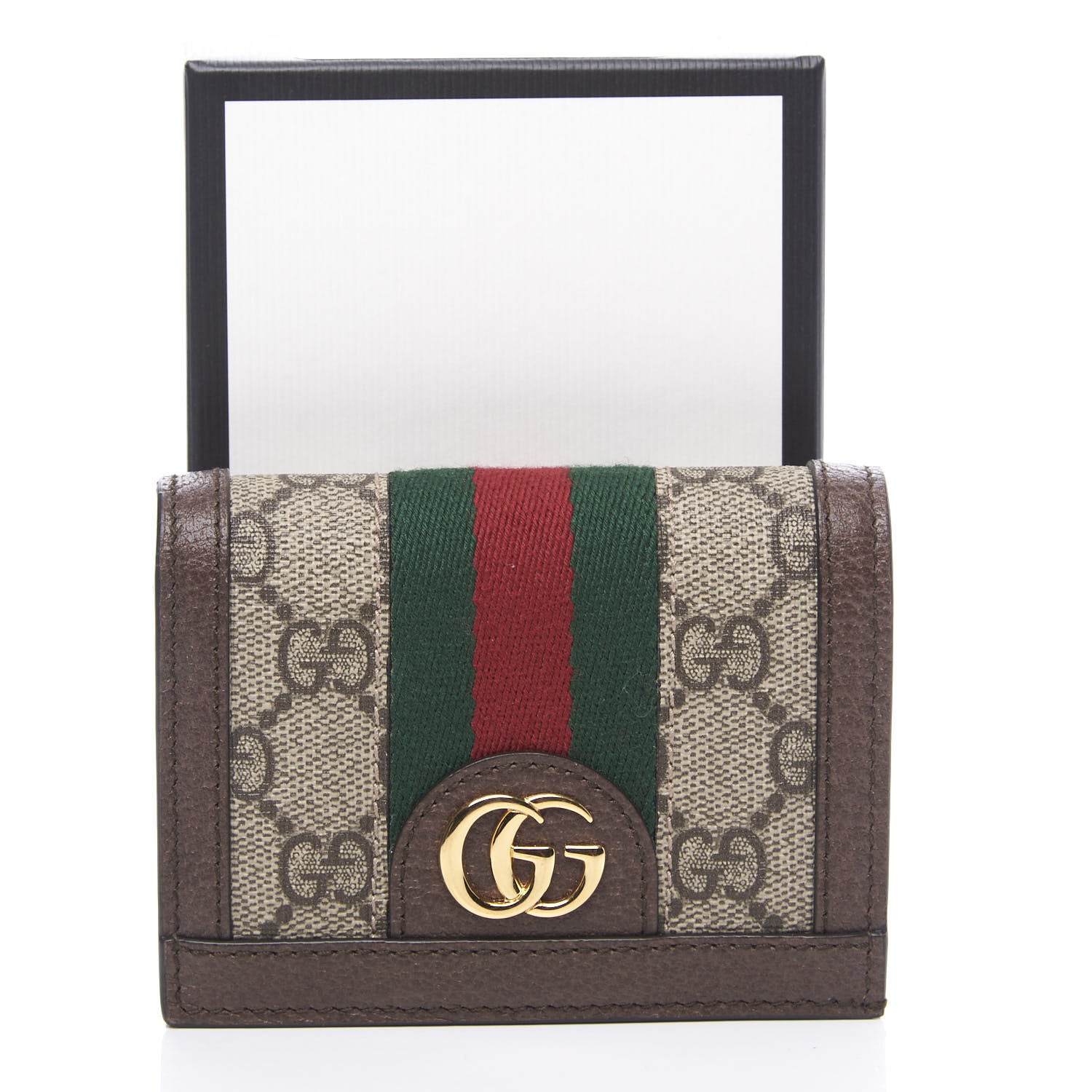 Gucci GG Supreme Monogram Web Ophidia Card Case Beige New Acero 9 of 9
