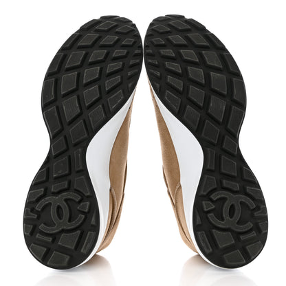 Chanel Suede Goatskin CC Sneakers 39 Dark Beige 5 of 11