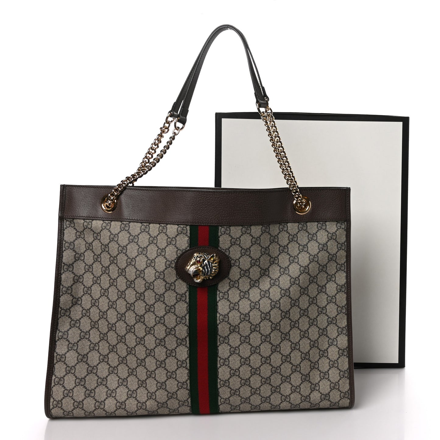 GG Supreme Monogram Large Rajah Chain Tote Beige New Acero