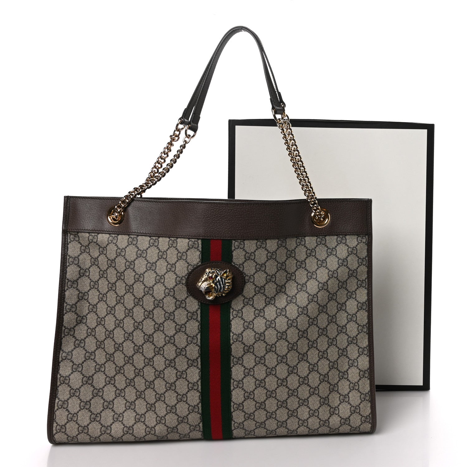 Gucci GG Supreme Monogram Large Rajah Chain Tote Beige New Acero 11 of 11