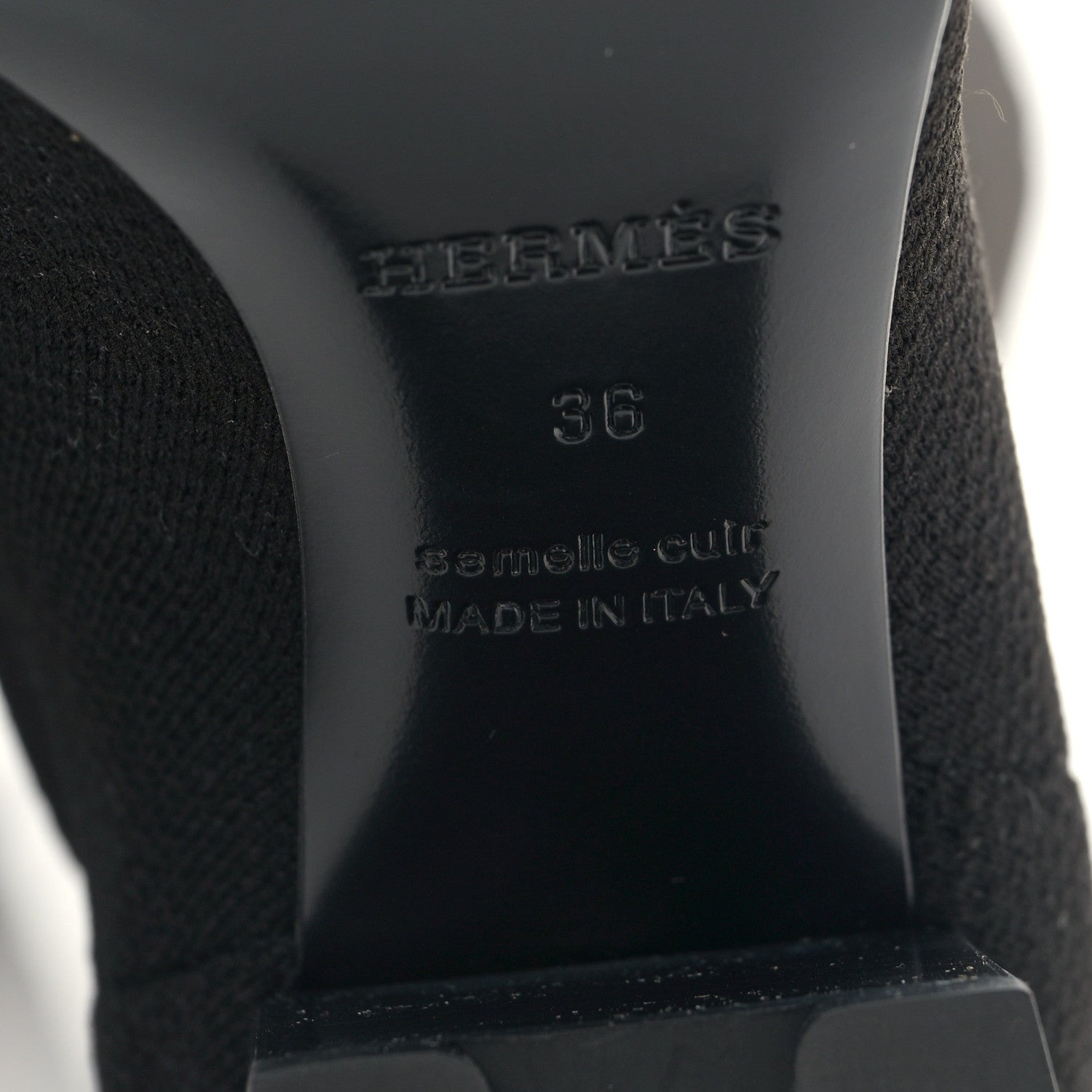 Hermes Knit Calfskin Fontaine 60 Boots 36 Black 6 of 7