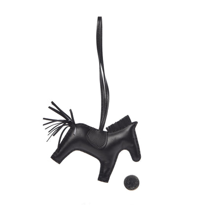Hermes Milo Lambskin Grigri Rodeo Horse Bag Charm MM So Black 2 of 4