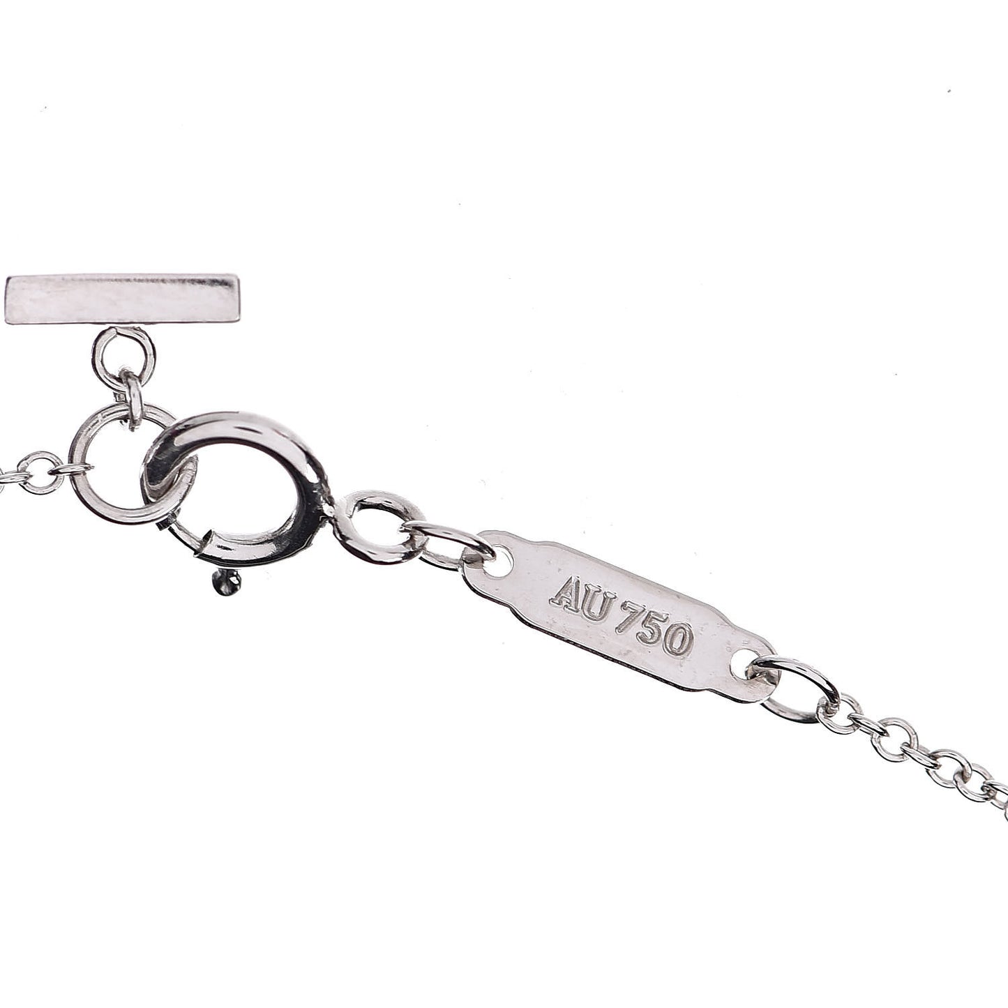 18K White Gold Large T Smile Pendant Necklace