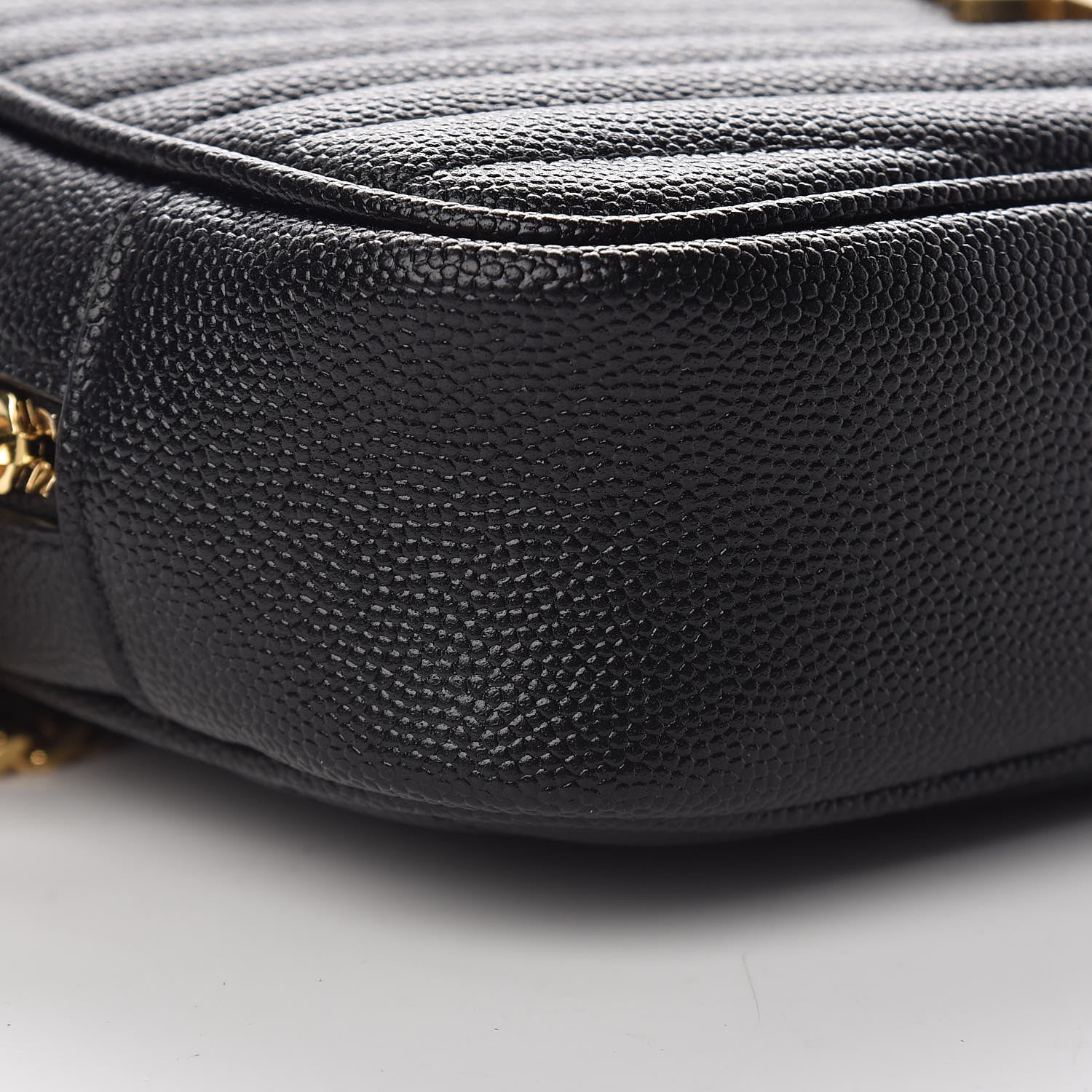 Saint Laurent Grain De Poudre Matelasse Monogram Mini Lou Camera Bag Black 9 of 11