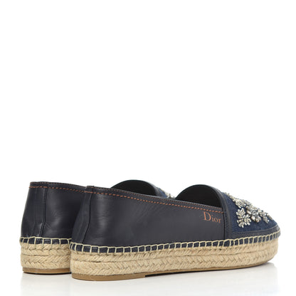 Christian Dior Denim Embroidered Riviera Espadrilles 37 Bleu Jean 4 of 9