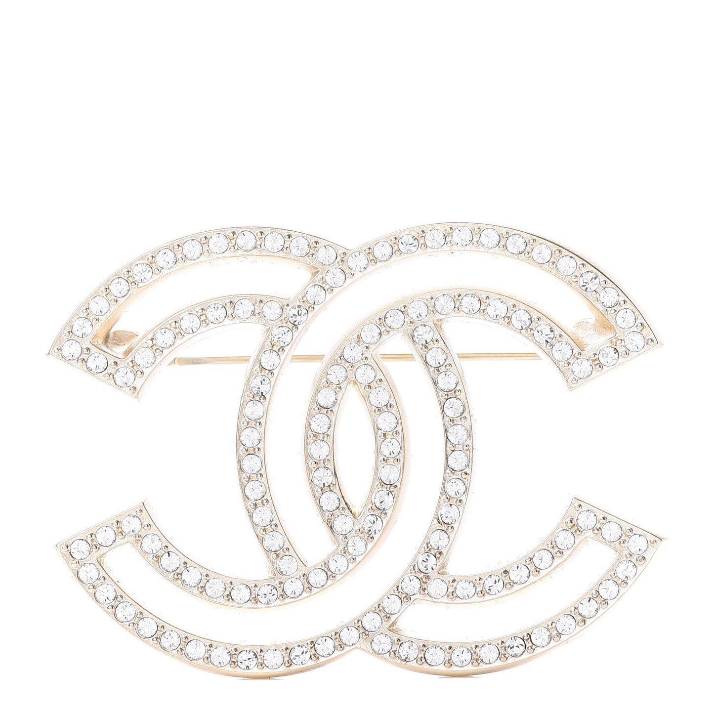 Crystal CC Brooch Light Gold