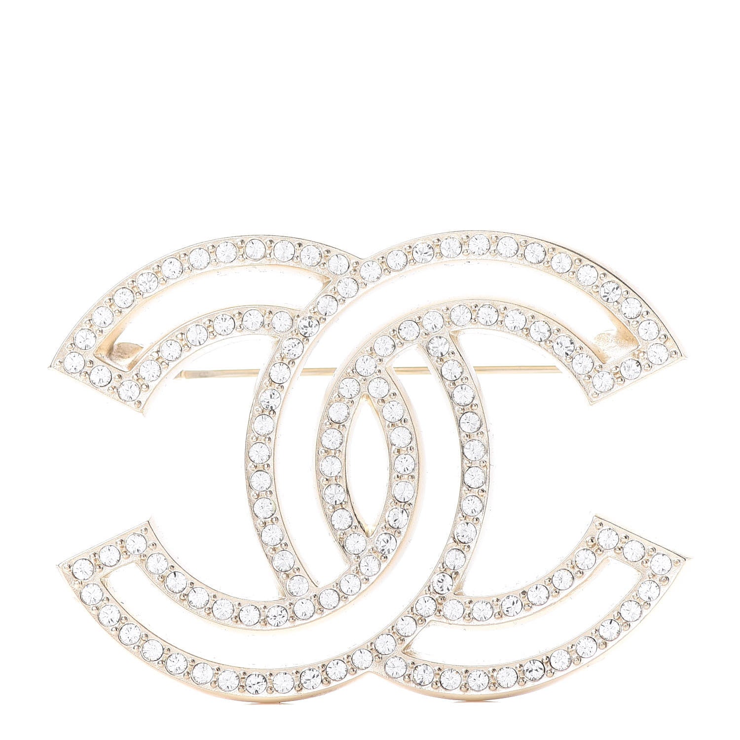 Chanel Crystal CC Brooch Light Gold 1 of 5