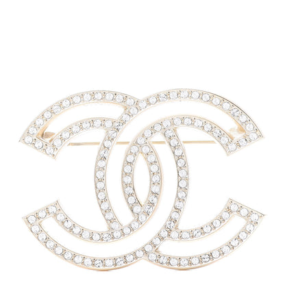Chanel Crystal CC Brooch Light Gold 1 of 5