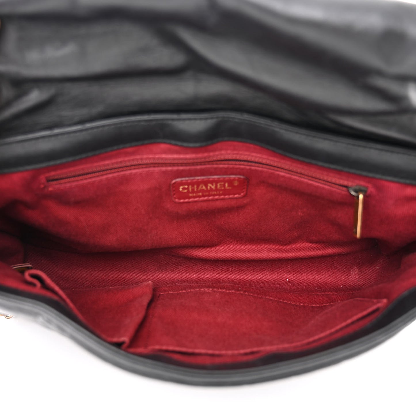 Aged Calfskin Quilted Medium Pondichery Flap Black
