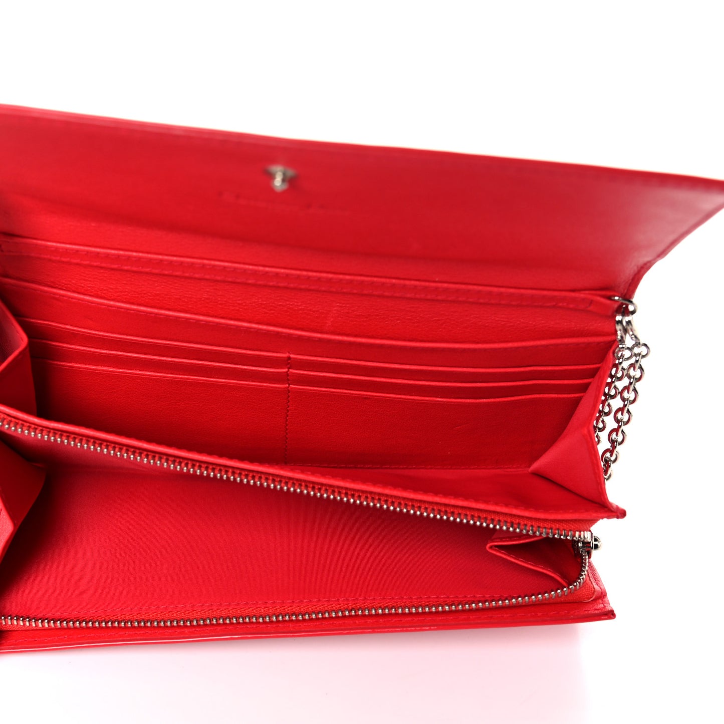 Patent Cannage Lady Dior Rendezvous Wallet On Chain Red