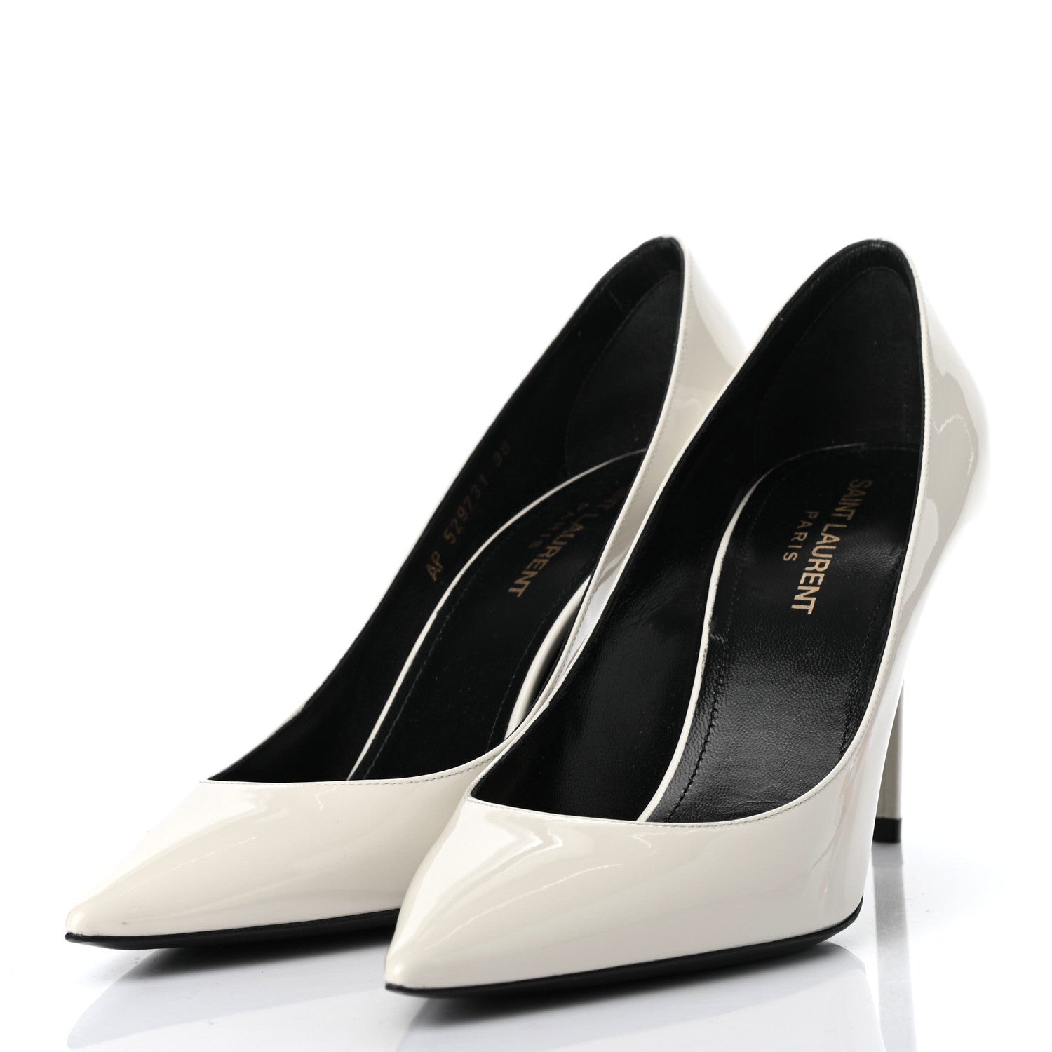 Saint Laurent Patent Calfskin Zoe 85 Pumps 38 Chiffon Neutro 3 of 9