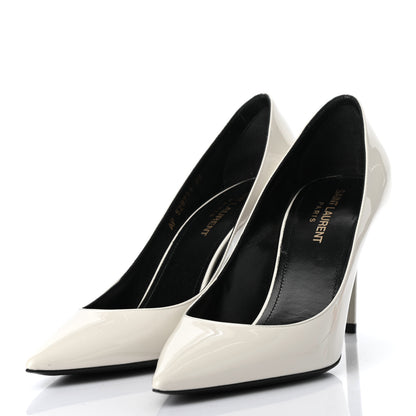 Saint Laurent Patent Calfskin Zoe 85 Pumps 38 Chiffon Neutro 3 of 9