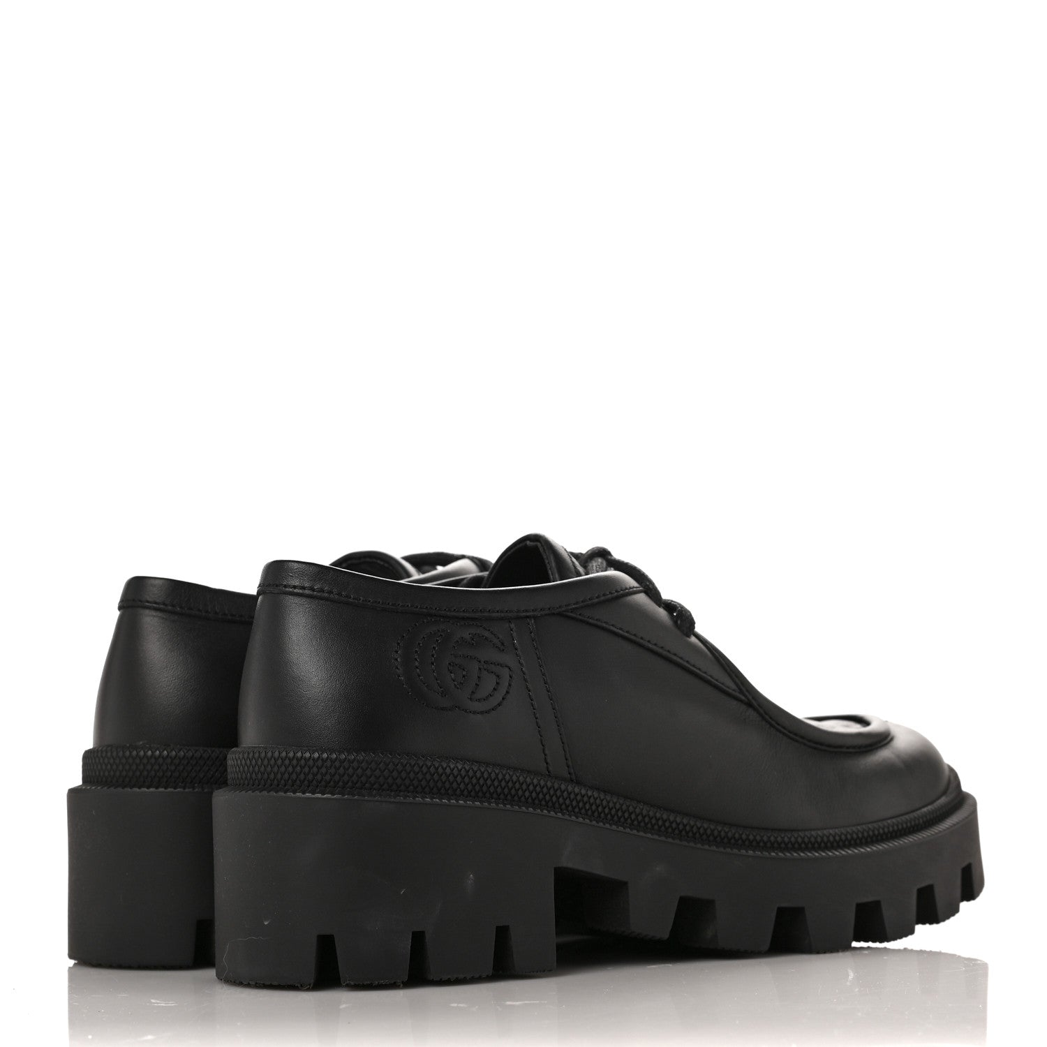Gucci Calfskin Nappa Matelasse Lug Sole Derby Loafers 35.5 Black 4 of 7