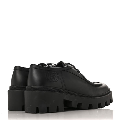 Gucci Calfskin Nappa Matelasse Lug Sole Derby Loafers 35.5 Black 4 of 7