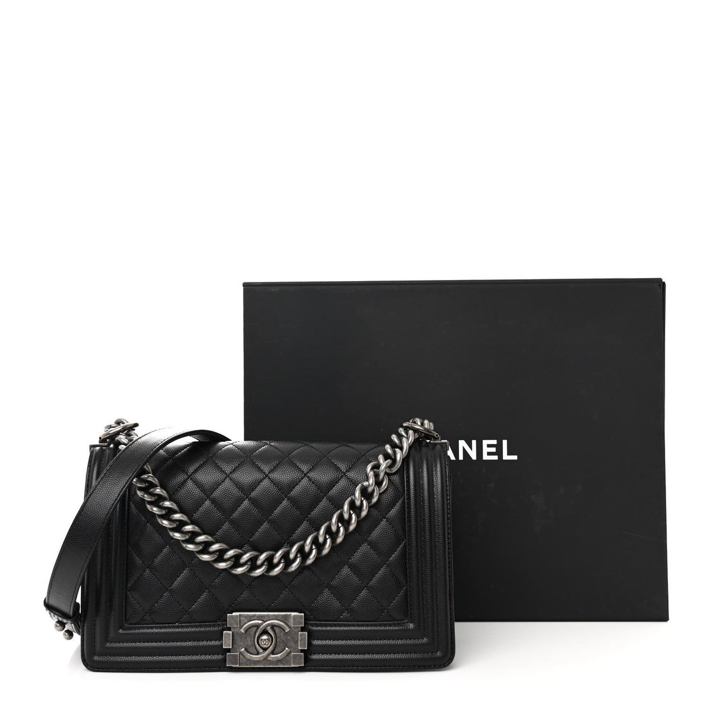 Caviar Quilted Medium Boy Flap Black